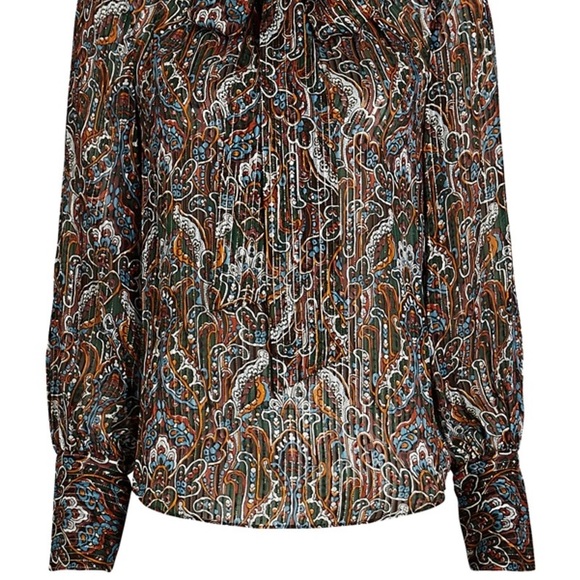 VERONICA BEARD Zaylee Silk Paisley Tie-Neck Blouse - Picture 8 of 12